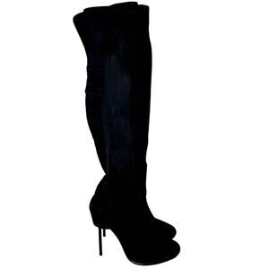 United Nude Knee High Boots Stiletto Heels Pull On Round Toe Black US 8.5 EU 39
